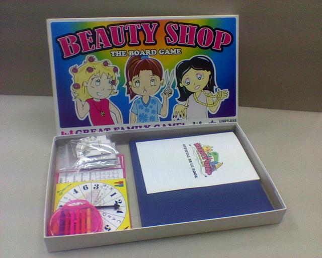 A game we created for someone. "Beauty Shop the Board game