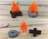 The Game Crafter - Board Game Pieces - Flame, Logs, and Smoke