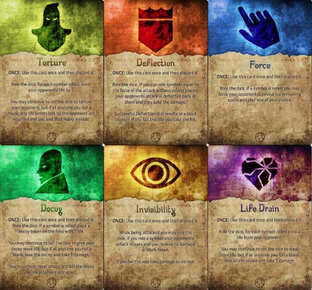 Ability cards I designed for the game