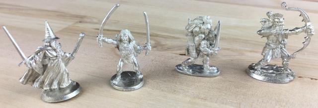 The Game Crafter - Board Game Pieces - Wizard, barbarian, adventurer, and bowman